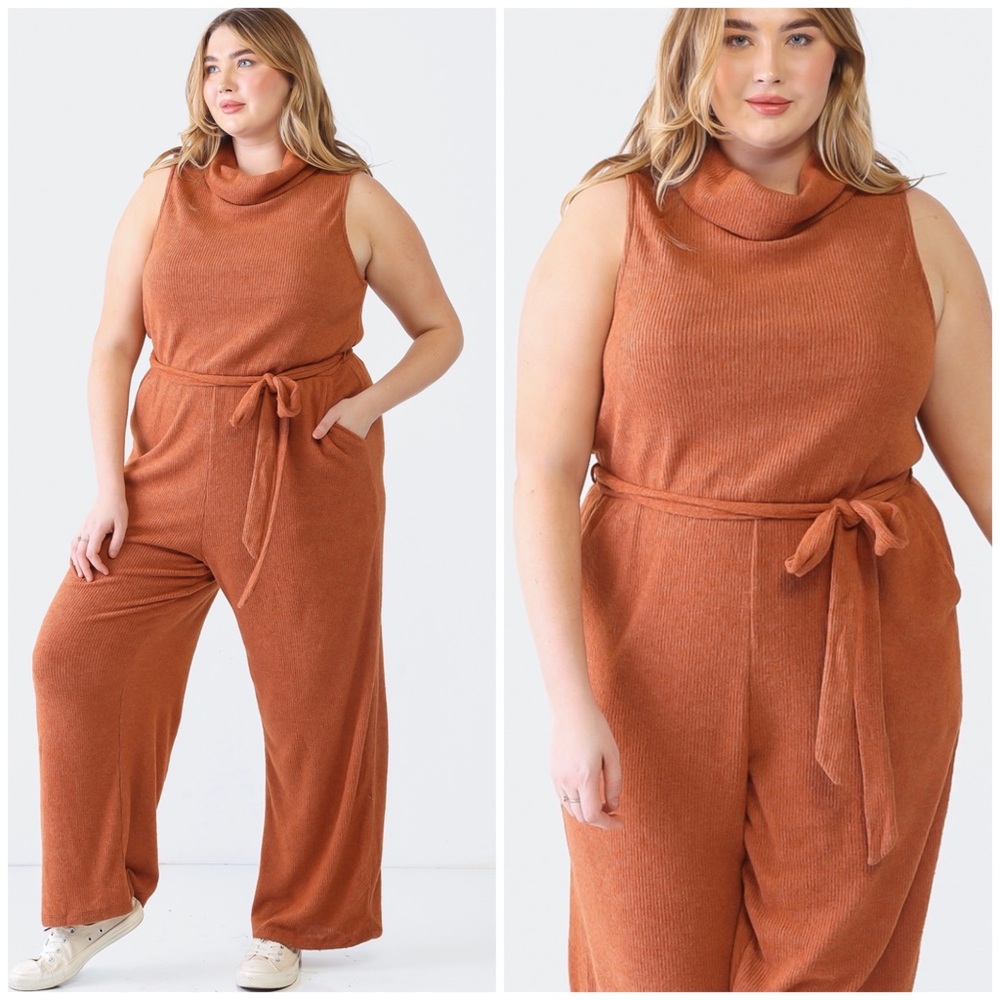 LAST 1❗️Plus Size GILLI Light Rust Cowl Neck Jumpsuit - Picture 5 of 5